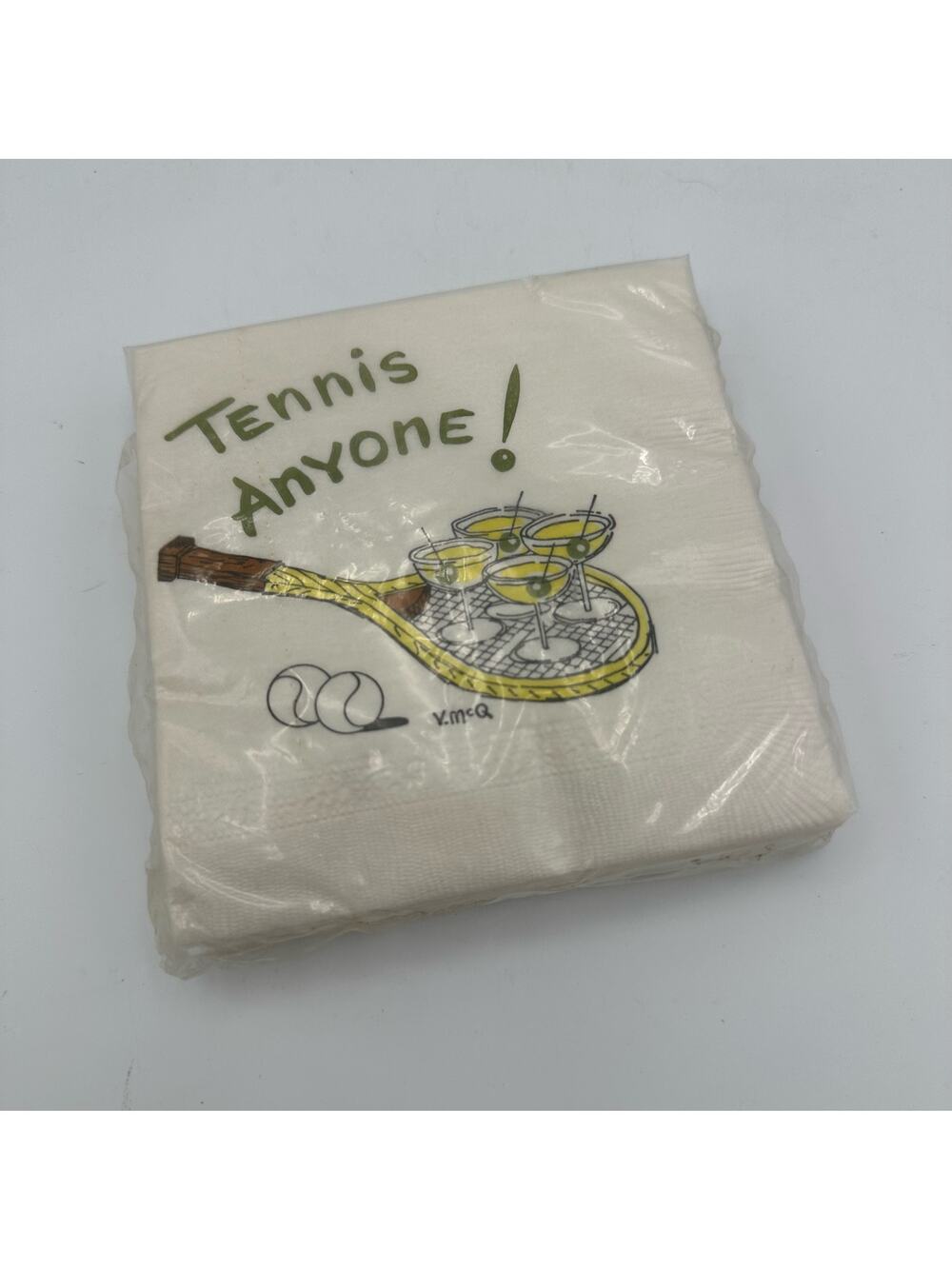 Vintage Paper Cocktail Napkins Tennis Anyone?  Martini New Old Stock